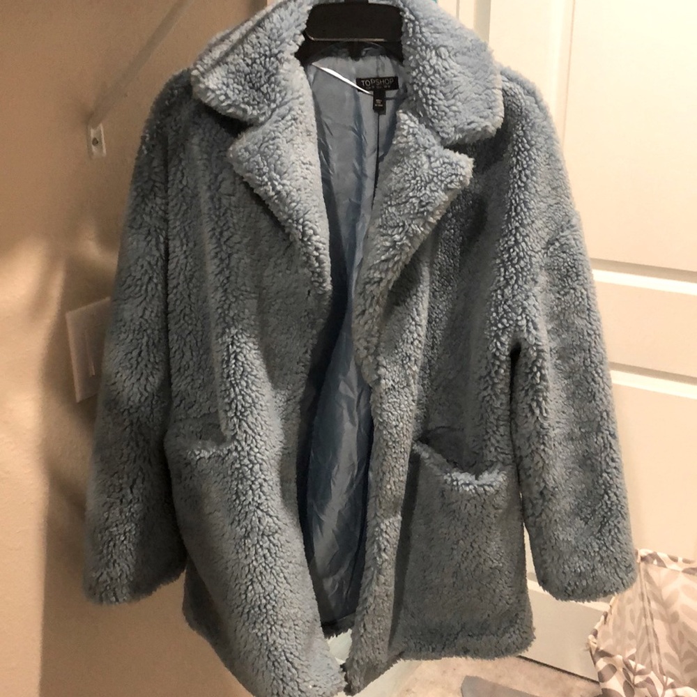 Blue top shop teddy coat